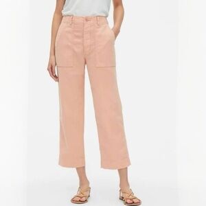 {GAP} "High Rise Straight Crop" Peachy Orange Cargo Carpenter Khaki Pants